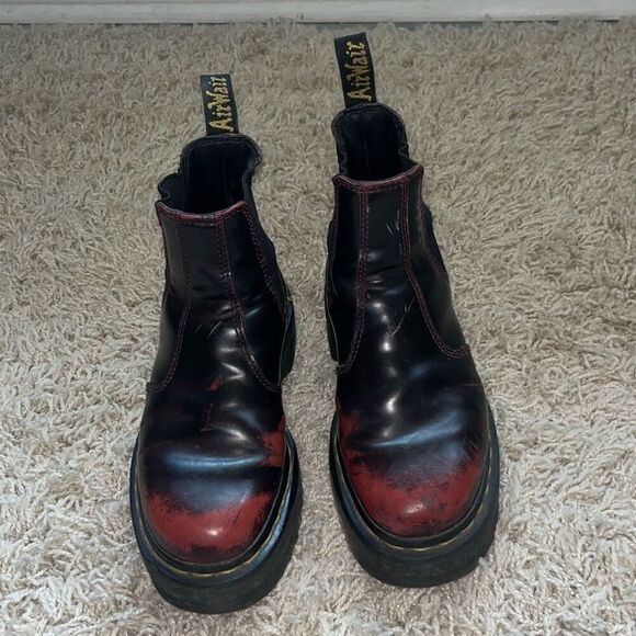 Dr. Martens Burgundy and Red Boots Men’s UK 3 US 4 (Women’s 5) EUC main image 10